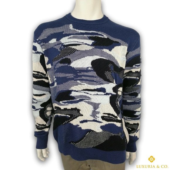 New Authentic Louis Vuitton Camo Pique Jacquard Crewneck Sweater - Picture 1 of 12